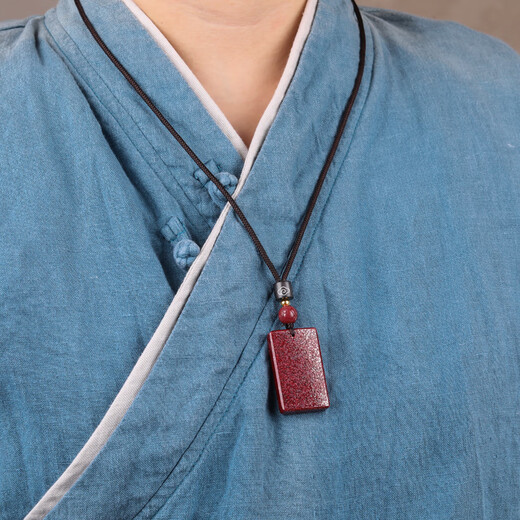 Shi Yue Jewelry Medium Translucent Crystal Cinnabar Wu Shi Brand Pendant Zodiac Year of the Snake Amulet Necklace Pendant for Men and Women