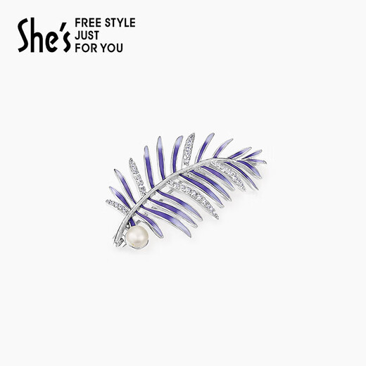 She s Qianzi hair accessories blue and white porcelain drip oil leaf high-end brooch ladies corsage pin birthday gift for girlfriend