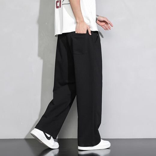 SHANNU pants men's autumn and winter solid color cotton loose plus velvet thickened casual student youth sports style straight trousers 999 gray (high quality straight) L (recommended 120-140 Jin Jin equals 0.5 kg)