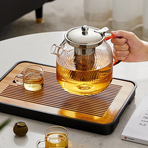 Mingguang teapot glass teapot tea water separation boiling teapot health pot high borosilicate glass kettle tea set 1500ml