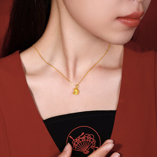 Liuguifu Jewelry Gold Pendant Lucky Koi 3D Hard Gold Necklace for Women SD0600505 0.65g with Silver Chain