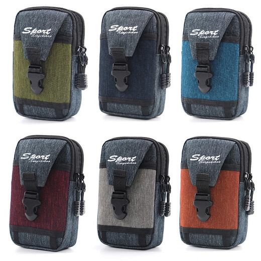 Changyin 6.5-inch mobile phone waist bag men wear belt mobile phone case fashionable young and middle-aged waist bag sports tactical waist bag mobile phone bag arm bag navy blue two layers