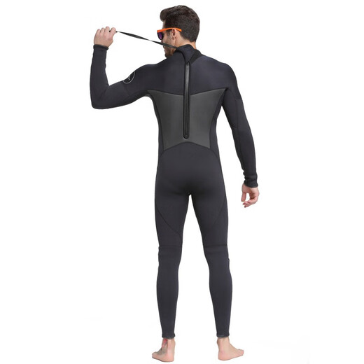 SBART 3MM velvet wetsuit for men, thermal clothing, cold-proof clothing, windproof snorkeling suit, swimsuit, terry cloth, adult wet suit, 3mm black M
