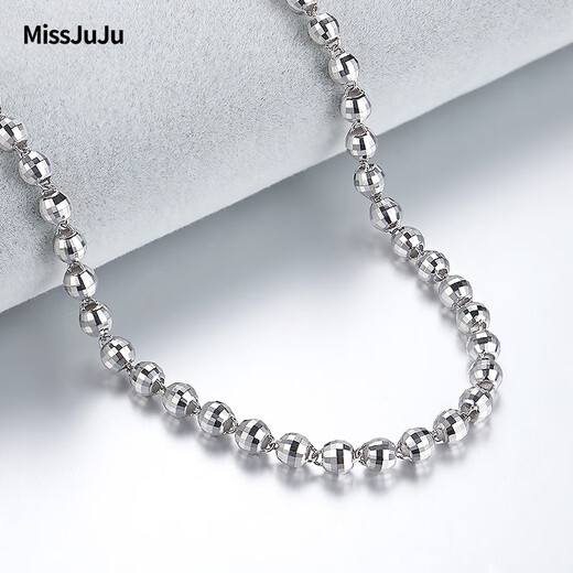 Miss JuJu pt950 platinum necklace for men and women, platinum flower bead chain, domineering men's model, thick Buddhist beads laser bead plain chain, weight 51.48g, length 62cm, thickness about 7.0mm,