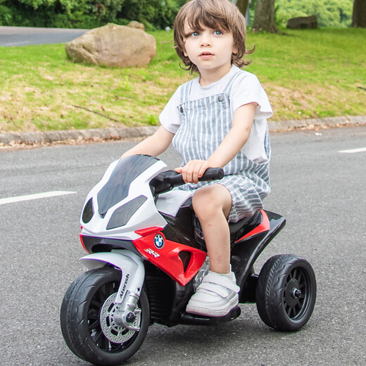 BeRica children's electric car, three-wheeled motorcycle, BMW authorized toy car for boys and girls, can sit on a person, baby gift