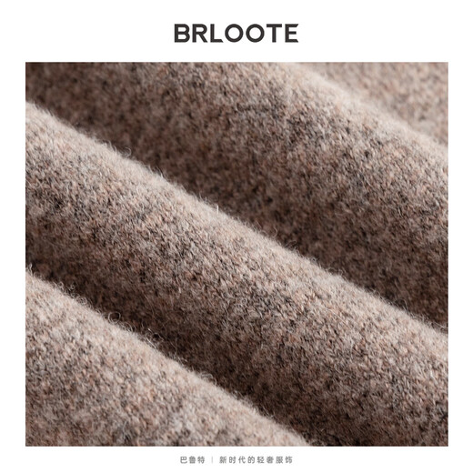 Brloote sweater men's letter warm casual cardigan bottoming round neck long-sleeved sweater men's camel 175/96A