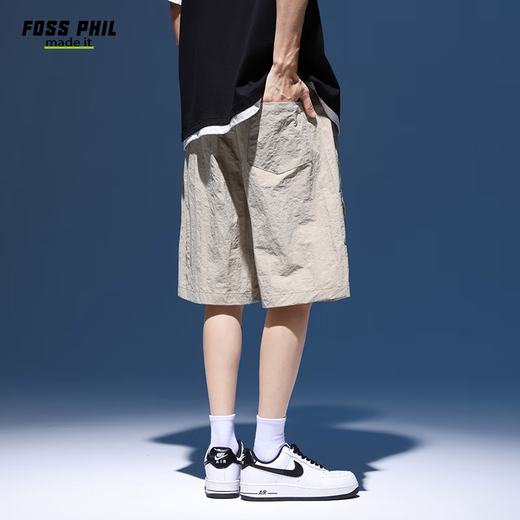 
Foss Phil shorts men's summer workwear trendy casual ice silk mid-pants loose sports five-point pants 9906 khaki L
