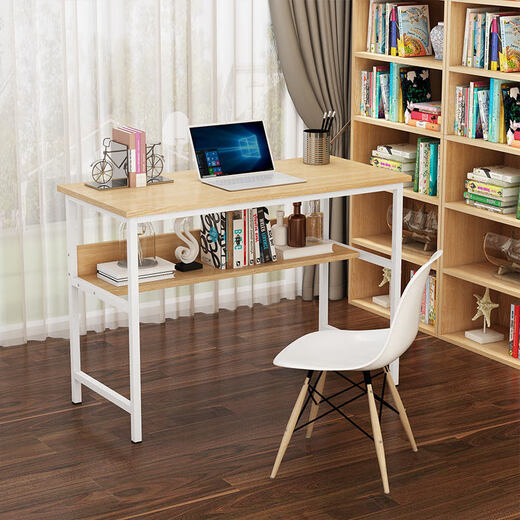 Shuaili computer desk study board type simple home notebook desk with bookshelf 100*50 primary color SL17041D