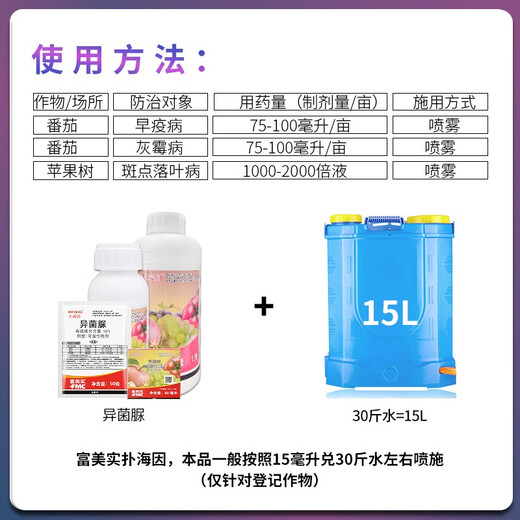Fumei Shipu hyacinide iprodione tomato apple grape early blight spotted leaf disease gray mold fungicide pesticide 1L