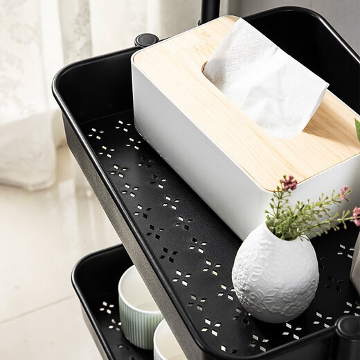 MAXCOOK Küchen-Aufbewahrungsregal, Standwagen-Aufbewahrungsregal, abnehmbares Küchen-Aufbewahrungsregal, schwarzer dreilagiger Wagen 42*32*86MCWA983