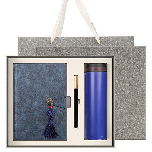 萨搏 笔记本子高颜值日记本成人国潮商务礼盒套装实用a5记事本定制伴手礼纪念品优秀员工年会 【黑色两件套】笔记本+黑色木纹笔（金盒） A5-6625