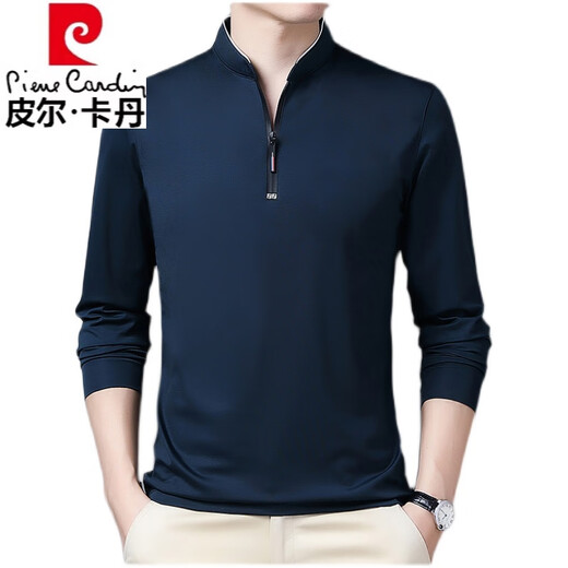 
Pierre cardin high-end pure cotton long-sleeved T-shirt for men's new zippered stand collar middle-aged and young large size knitted comfortable polo. Shirt trendy long sleeves 6625 rose red thin model M 165 suggestion 120 Jin [Jin equals 0.5 kg]