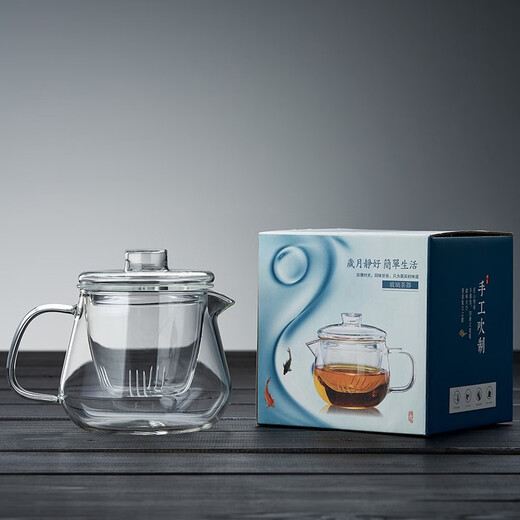 Xuanshitang ready stock thickened glass teapot small glass heat-resistant high temperature teapot water separation tea set 550ml only single pot sold no small cup 550ml