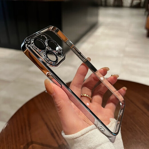 Qishang ins Internet celebrity Korean style high-end sense suitable for Xiaomi 17Pro mobile phone case 15sUltra silver K90 electroplated transparent Redmi Tubo4pro full package silver frame transparent electroplated soft shell Xiaomi 13