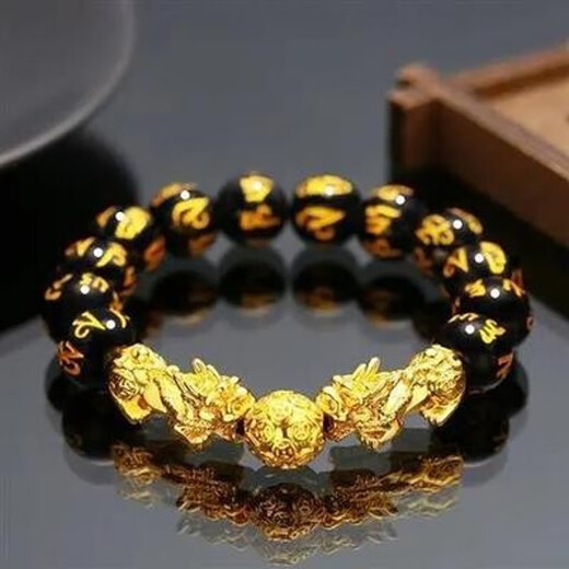 Wenying 999 Pixiu Bracelet Men's Bracelet Women's Piqiu Pure Gold Pixiu Transfer Beads 3D Hard Gold Bracelet Vietnamese Pure Sand Gold Good Fortune and Good Fortune