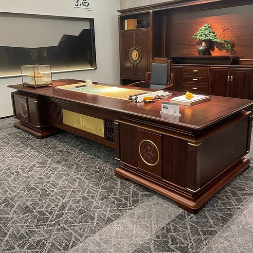 Jiushui new Chinese style all solid wood executive desk simple boss desk president desk writing desk ebony wood office business customization ebony wood material