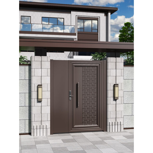 澳颜莱仿古包厢大门 铝艺精雕大门铝合金庭院门户外别墅大门定制院子门 精雕款式一