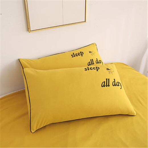 Pillowcases, solid color, double single student dormitory pillowcases, 48x74cm pair, bean paste, pillowcases, pair
