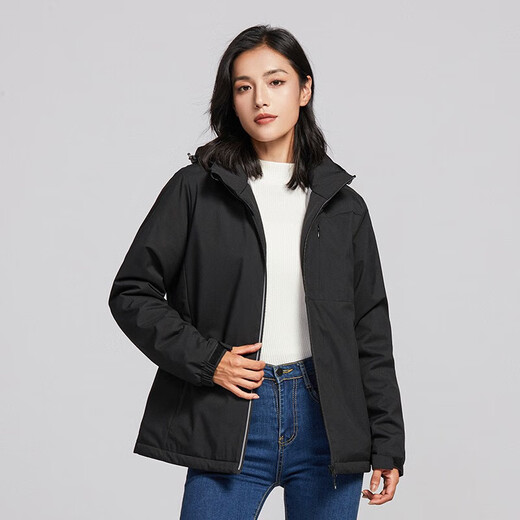 Brelrmon Plus Chaqueta de terciopelo Windbreaker Men and Women Sweet Chaqueta de sudor Outumn y Invierno Impensación de trabajo Soft Shell Soft Shell Korean Versión coreana 9930 Obsidiana Negra Negra [Color sólido] L