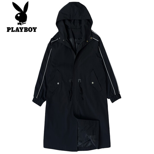Playboy Windbreaker Men's Jacket Mid-Length Summer High-Level Men's Coat 2026 New Summer Men's Large Size Men's Clothing Black M 100-120Jin Jin is equal to 0.5 kg