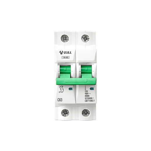 BULL air switch 2P small circuit breaker 2P bipolar 63A household power circuit breaker LB-63C63/2