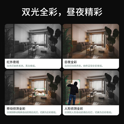 TP-LINK普联 双摄双画面600-1000万智能摄像头 家用监控器360度夜视全景无线 手机远程婴儿宠物室内安防  TL-IPC44AW 双摄版（双400万镜头） 256G