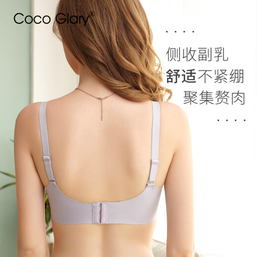 British COCOGLARY underwear for women without wire rings, push-up small breasts, pure cotton lining, sweat-absorbent, breathable, soft and comfortable bra, lace side collection, anti-sagging, adjustable bra, elegant purple 36/80AB