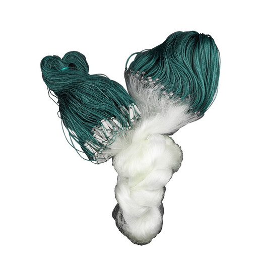 Mengda fishing net wire mesh three-layer sunken net single-layer floating net hanging to catch crucian carp and silver carp white strip net three-layer sunken net 50 meters long 1.5 meters high 1.5 fingers