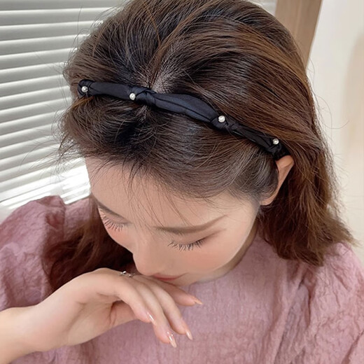 Idel Korea 2025 new high-end fine hair hoop spring and summer temperament Internet celebrity women's headband hair clip black hair bundle press black hair hoop F1202