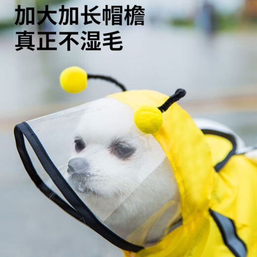 CHUXINGJIA dog raincoat all-inclusive cartoon waterproof four-legged puppy autumn and winter pet clothes Teddy transparent raincoat pet green dinosaur XL (chest 59cm back length 41cm)