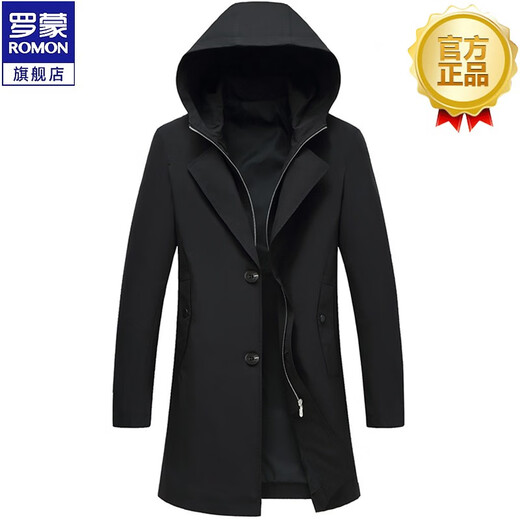 ROMON windbreaker men's spring and autumn new style young and middle-aged business casual mid-length slim coat jacket men's gray 190