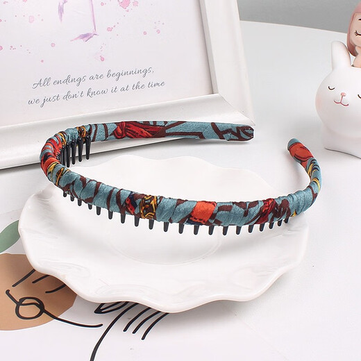 Southern girl hairband with toothed hairpin for broken hair, ladies anti-slip Internet celebrity new face wash bangs fabric hairpin headband with toothed fabric hairband pure black shiny silk