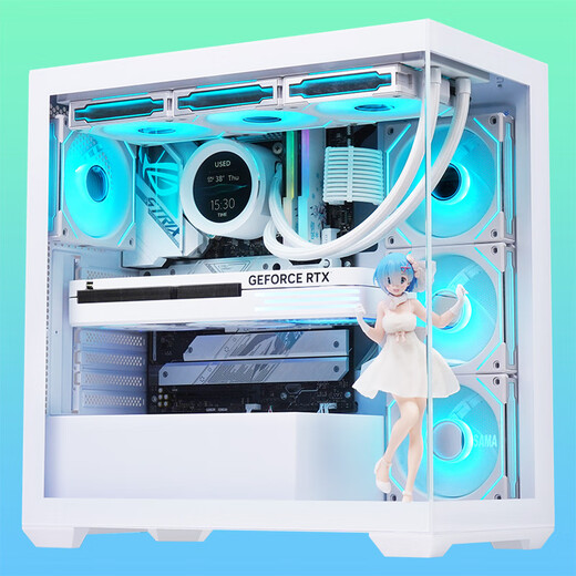 先马（SAMA）幻境界白色 游戏电脑海景房机箱 270°全景/双面玻璃/快拆设计/支持ATX主板/360水冷位/10风扇位