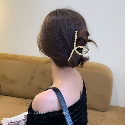 Idel Korean Internet celebrity large imitation pearl hairpin grabber hair clip back of the head shark clip Japanese side clip hair grab C4X302-G222 full bead grabber