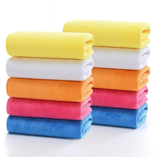 HKFX superfine fiber absorbent five-color non-shedding hotel multi-color internet cafe housekeeping towel cleaning rag 30x30 medium thick color mix and match 10 pack