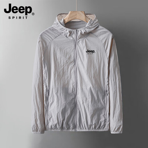 JEEP SPIRIT Jeep Ice Silk Sun Protection Clothing Men's Summer Thin Quick-drying Breathable Fishing Jacket Anti-UV Sun Protection Clothing Men's YGL-1899 Mist Blue 2XL Recommended 130-145Jin Jin equals 0.5 kg