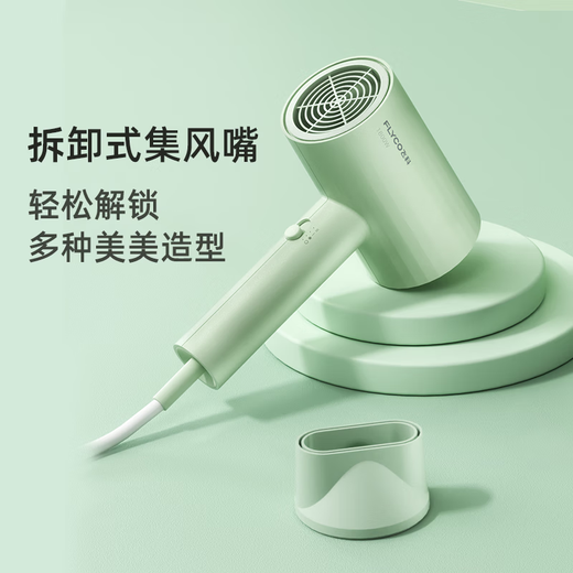 FLYCO hair dryer foldable blower negative ion hair care student dormitory high-power home barber shop hotel hair dryer FH6296 1800W non-foldable green