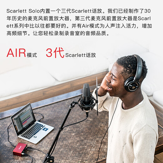 Audio-Technica AT2035 condenser microphone recording studio equipment set professional recording audio novel recording anchor live broadcast full set of computer karaoke external sound card mobile phone microphone recording model AT2035+Focus solo3 sound card