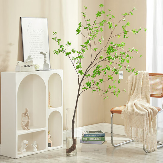 Flower e flow Nordic wind horse drunk wood simulation green plant Japanese hanging clock plant decoration fake tree indoor living room floor-standing potted ornaments C model simulation hanging clock branches