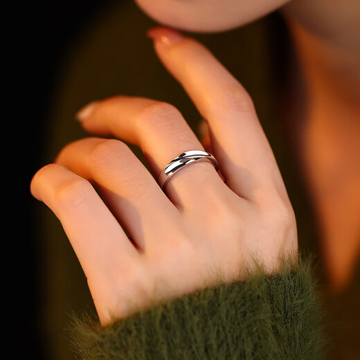 MZMZ platinum couple ring PT950 platinum wedding diamond ring Valentine's Day birthday gift for girlfriend and wife Light luxury model - love together ring (live mouth)