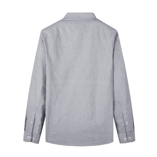 与狼共舞【100%棉】轻商务休闲男士长袖衬衫轻正装 015深灰 170 