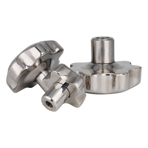 Lingjian 304 stainless steel plum blossom handle nut mechanical handwheel hand screw star handle knob hexagonal nut m12 finely polished solid M16 handwheel 75mm