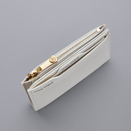 WILLIAMPOLO Regalo Cartera pequeña de cuero genuino para mujer Monedero corto para mujer Cartera delgada y compacta Tarjetero multifuncional Blanco