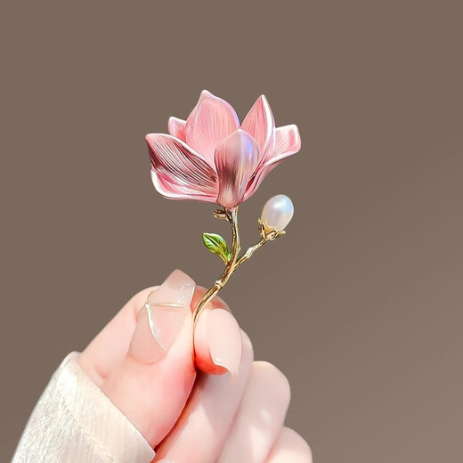 LEMIAO Chinese style elegant and exquisite magnolia brooch new fashion temperament flower pin retro flag Hanfu corsage accessories magnolia brooch B00-302
