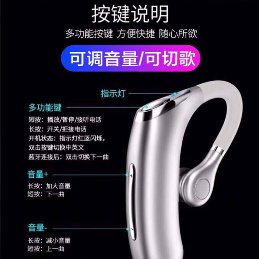 Trendy smart Bluetooth headset, on-ear wireless in-ear, ultra-long standby, one-ear car call, sports and running, waterproof Apple Huawei vivo Xiaomi oppo mobile phone universal [Black] IPX7 waterproof丨Can take a bath and rain丨15 meters connection [One year only replacement without repair]