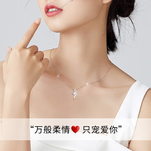 China gold pt950 platinum necklace for women with diamond pendant, fashionable platinum set chain link gift for girlfriend and wife, platinum tenderness diamond pendant-3 points + platinum chain