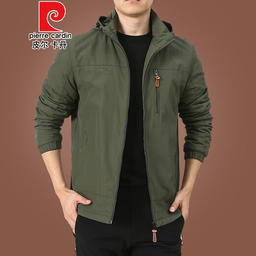 皮尔卡丹户外男士夹克秋冬季2020新款中年男装秋装上衣服加绒外套男春秋厚 9898[黑色]加薄绒可卸帽 2XL 185规格(165斤左右)