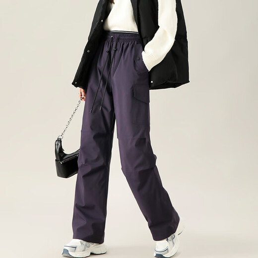 YAYA Down Pants Women's 2024 Winter New Duck Down Fashion Versatile Slim Pants Thickened Warm Pants FLFX Black M