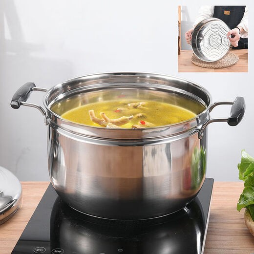 Rice steamer, stainless steel small steamer, one layer, single layer, household rice steamer, steamer, soup, water-proof, dual-purpose, extra thick type (suitable for 2-3 people) 24cm