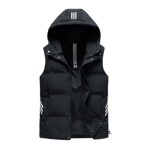 WASSUPNURAYA joint vest men's autumn and winter down cotton vest thickened warm casual vest vest trendy handsome jacket 8915 black M [80-100Jin [Jin equals 0.5 kg]]